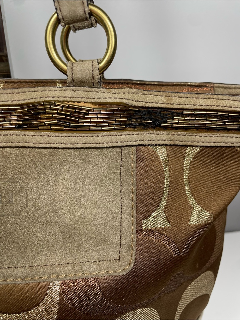 $25 LOW START Coach Vintage Signature C Lilia Metallic Tote- COA - Picture 15 of 16